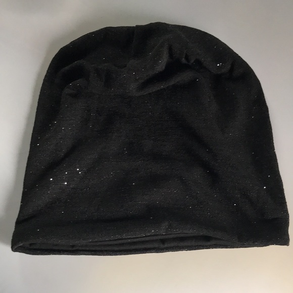 New! Black Sequined Slouch Beanie - Picture 7 of 9